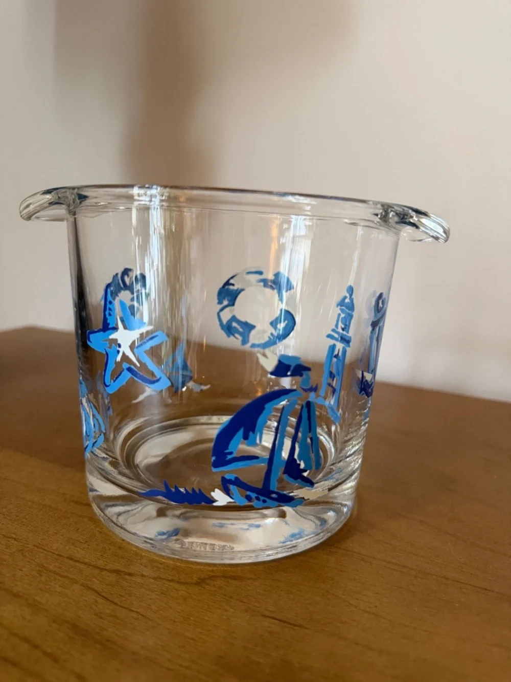 Vintage Luminarc Nautical Glass Ice Bucket.